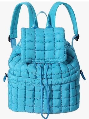 Quilted Puffy Backpack - Blue
